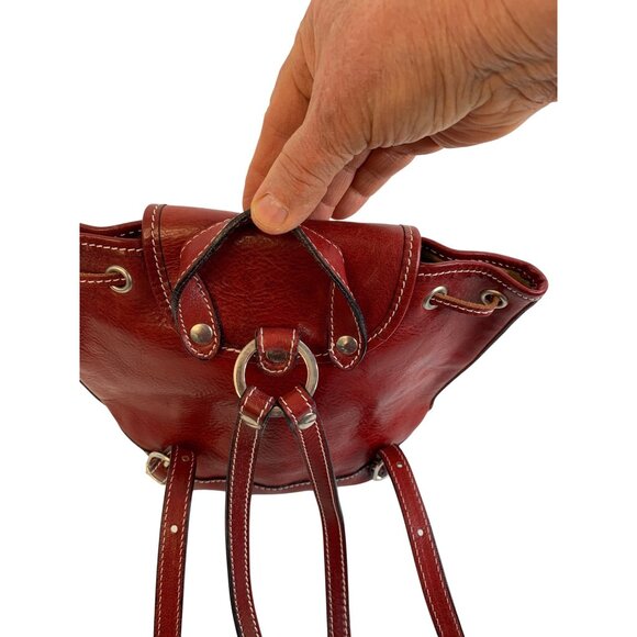 Handmade Italian Red Leather Backpack Purse Medium Bag Natural Leather Italy main image 7